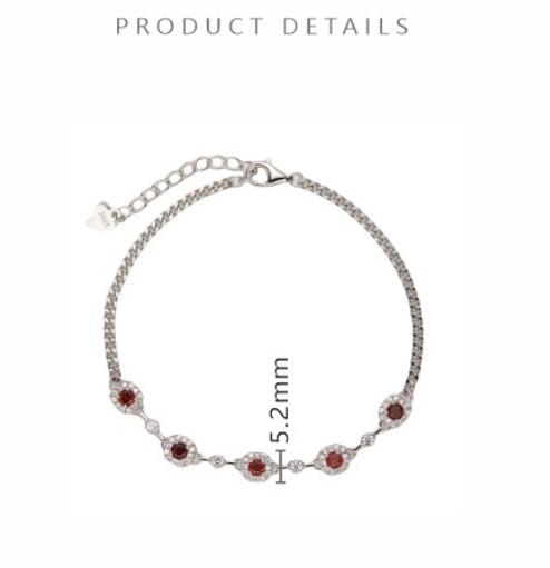 S925 Sterling Silver Bracelet for Women Inlaid With Natural Garnet Diopside And Sapphire